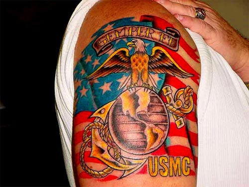 Colorful USMC Tattoo Design