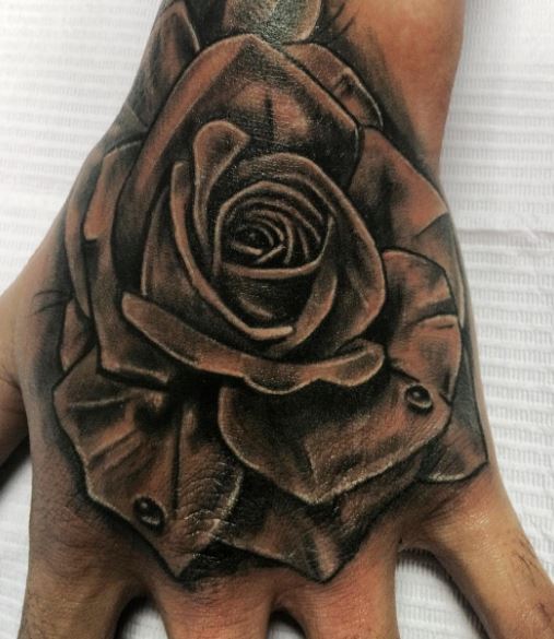 Black Rose Hand Tattoos