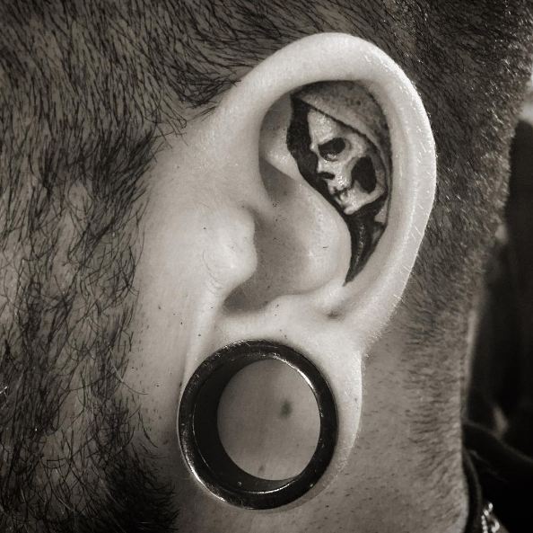 Skull Ear Tattoos