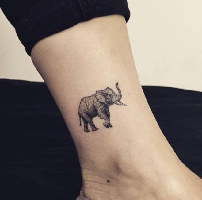 Small Elephant Tattoos On Leg