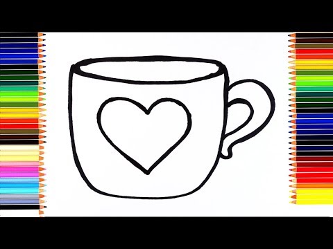 Как нарисовать чашку  /  мультик раскраска чашка для детей / учим цвета