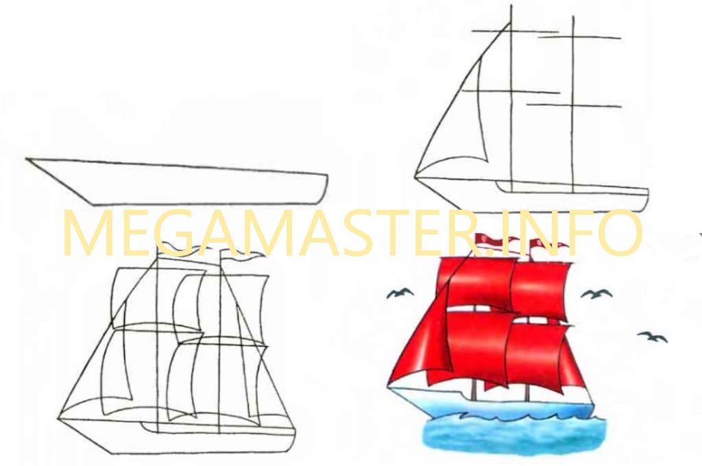 Простая схема рисования кораблика