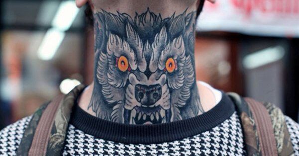 фото Neck Tattoo волк тату на шее 