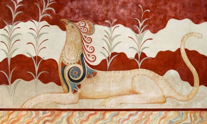 Грифон. Деталь росписи тронного зала в Кносском дворце на Крите