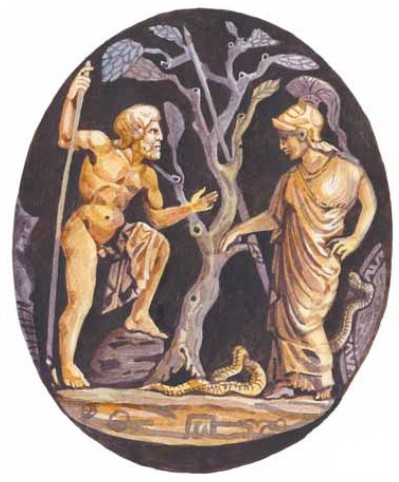 Спор Афины и Посейдона. Древнеримская гемма