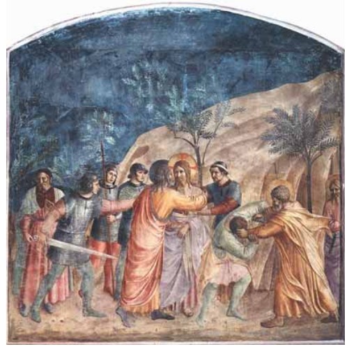 Фра Анджелико. Предательство Иуды. Фреска в доминиканском монастыре Св. Марка во Флоренции
