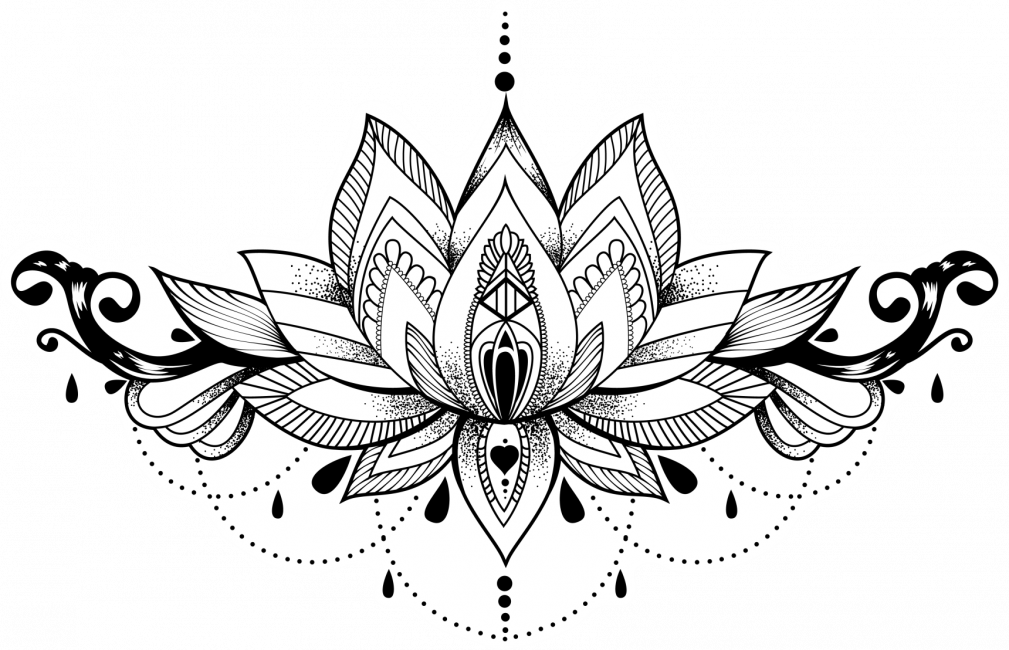 Эскиз лотосового цветка для женщин, украшенного орнаментом