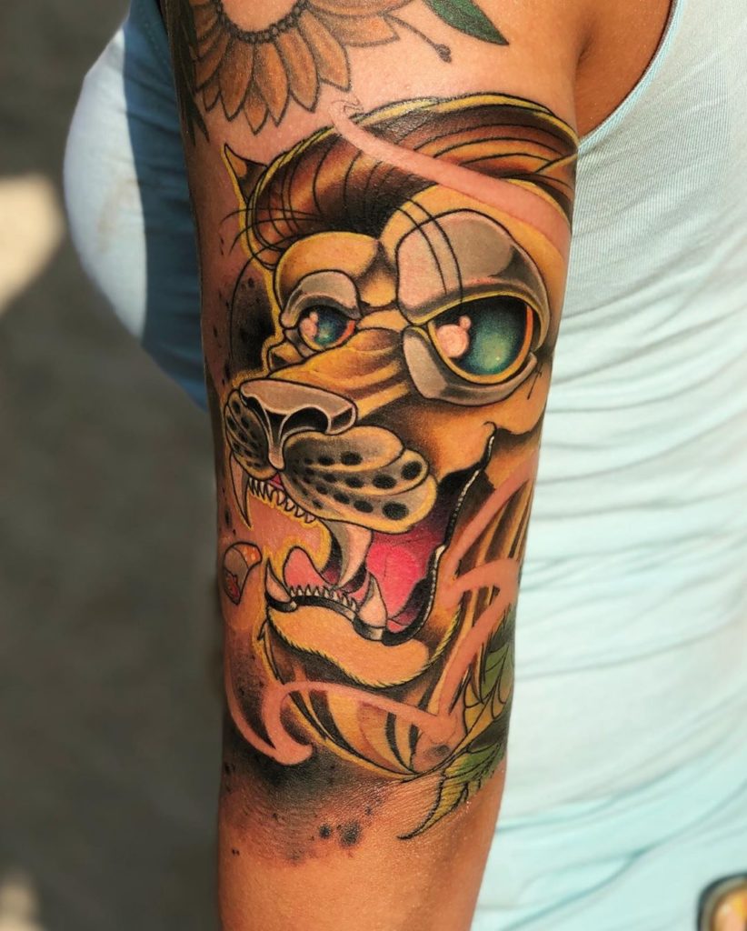 Татуировка льва в японском стиле