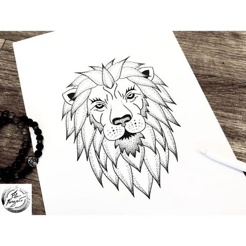 Эскиз татуировки лев для девушек