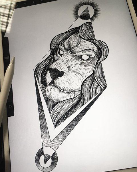 Крутой эскиз головы льва