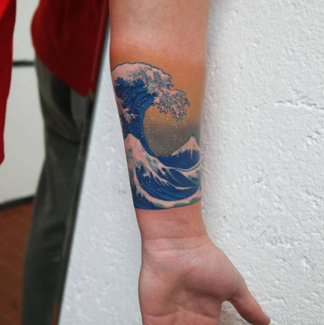 Hokusai Wave Tattoo Design by Gery