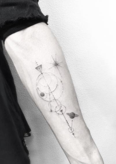 Telemetry Space Tattoo on Forearm by Doctor Woo