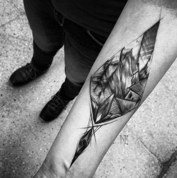 Sketch Style Tattoo Design on Forearm by Inez Janiak