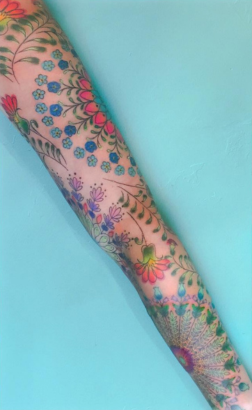 Colorful watercolor sleeve by Buju