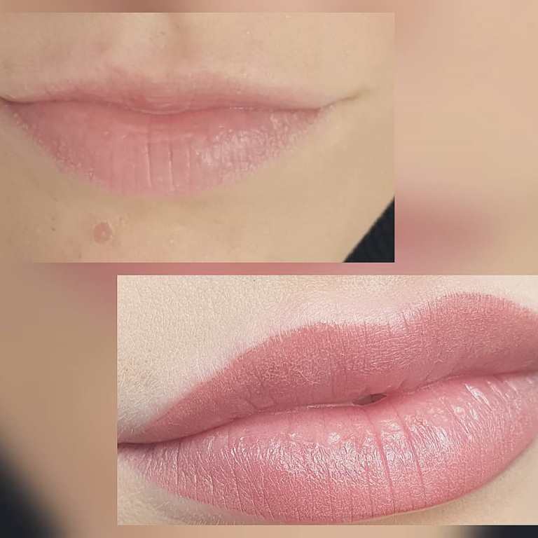 перманентный макияж губ до и после фото