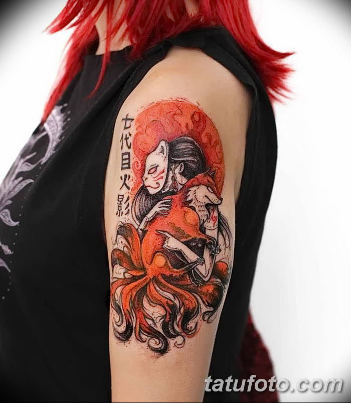Значение тату Кицунэ - коллекция фото примеров готовых рисунков татуировки на теле