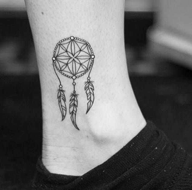 Small Ankle Dreamcatcher Tattoo