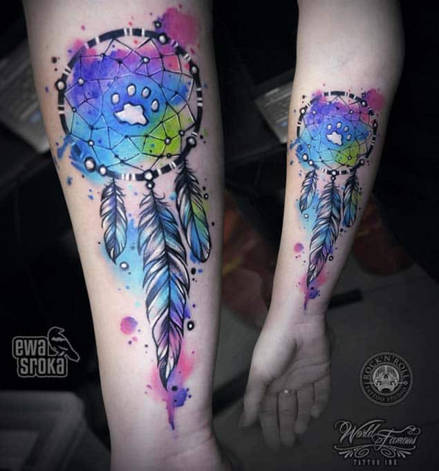 Watercolor Dreamcatcher Tattoo
