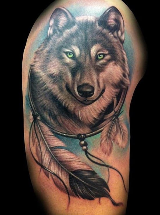 13-Indian-style-Wolf-Tattoo