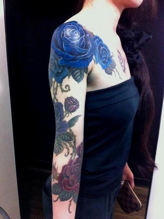 Blue-Rose-Tattoo-on-Arm-Girls-Tattoos