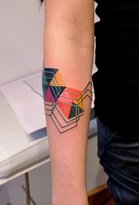 geometric tattoo on forearm