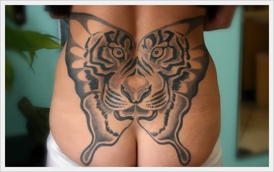 tiger tattoo on lower back
