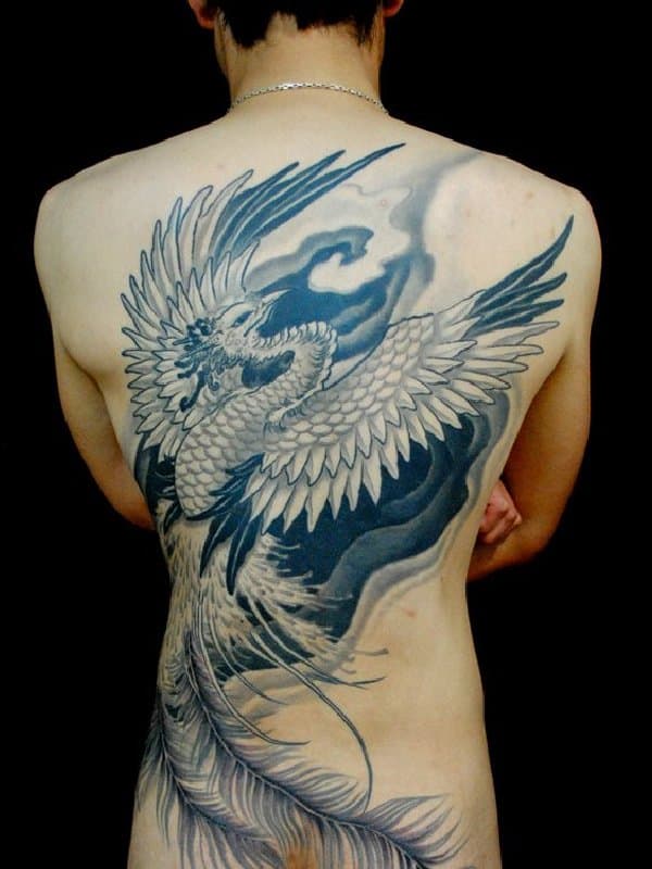 black phoenix on back