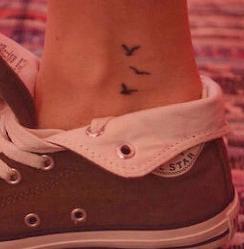 Tiny Bird Tattoos on Ankle