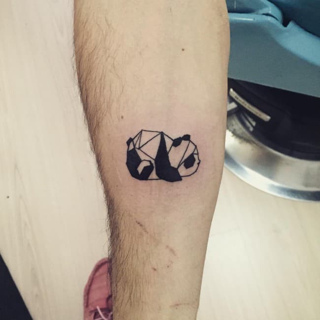 geometric panda arm tattoo