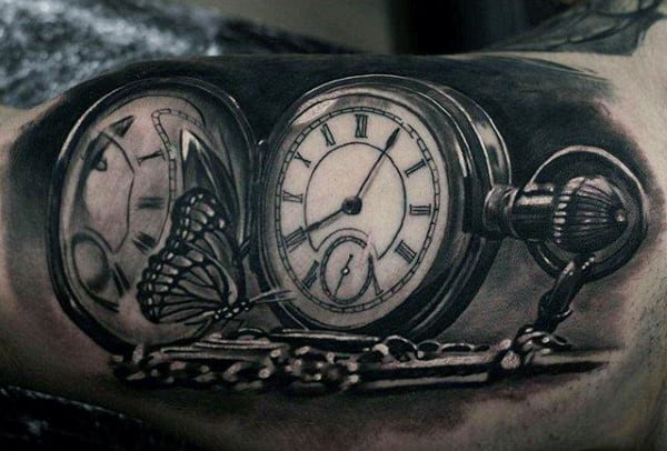 pocket watch arm tattoo