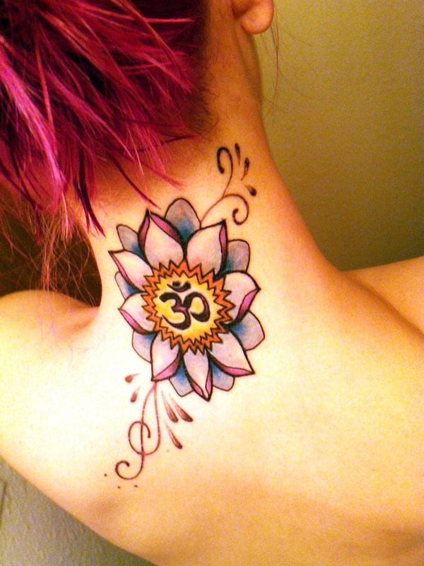 lotus tattoo on neck