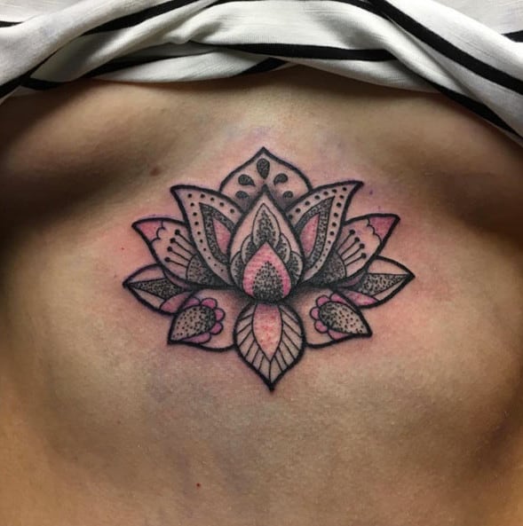 Dotwork Lotus Flower Tattoo by Haylie Farrell