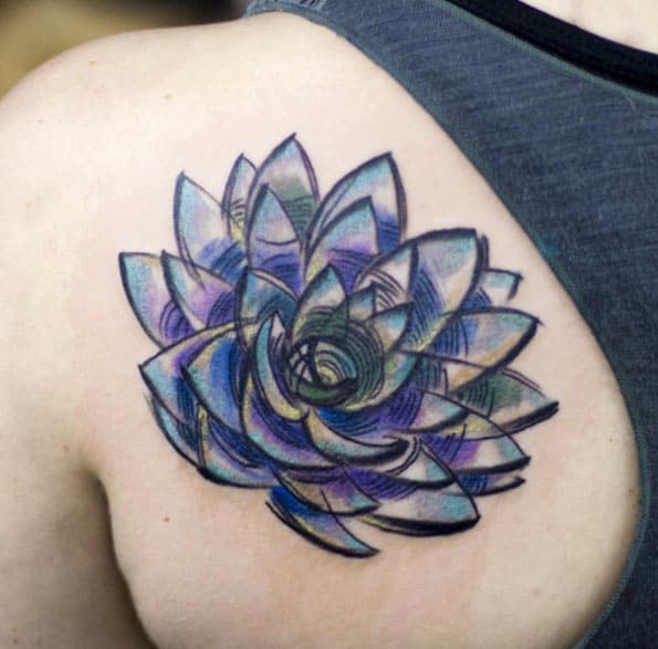Sketch Style Lotus Flower Tattoo by Nick Hart