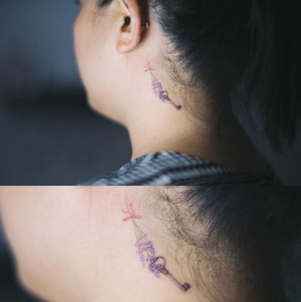 Behind The Ear Skeleton Tattoo by Sol Art