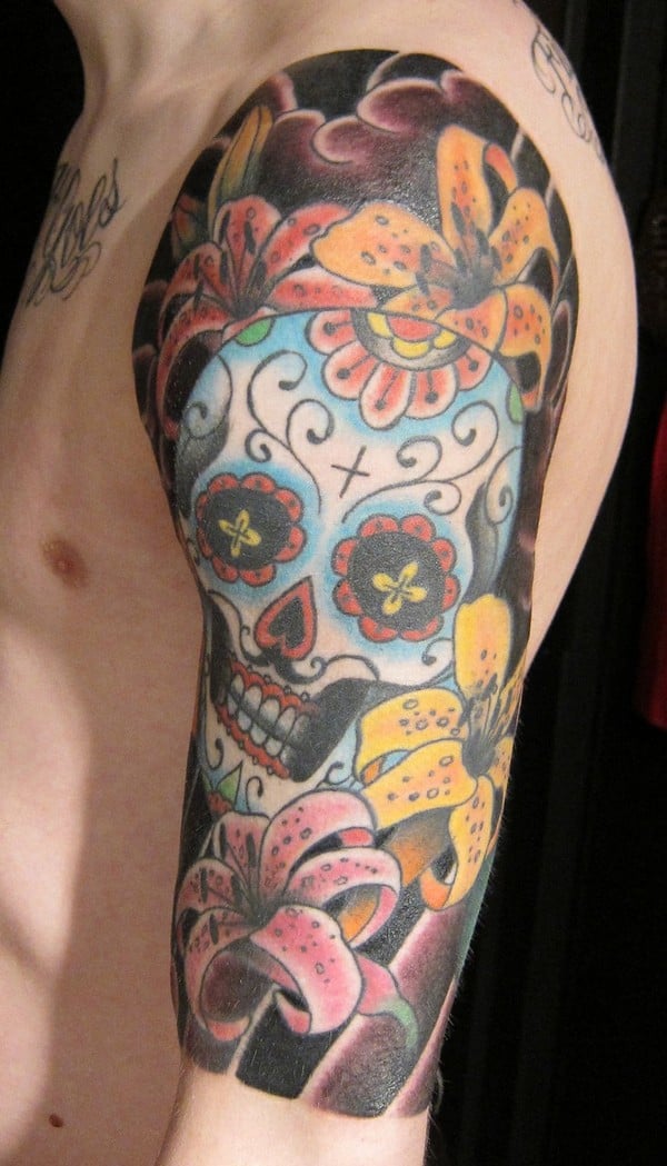 skull sleeve tattoo