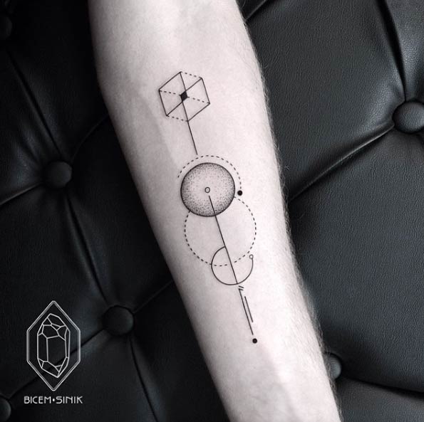 Geometric Cube Tattoo by Bicem Sinik
