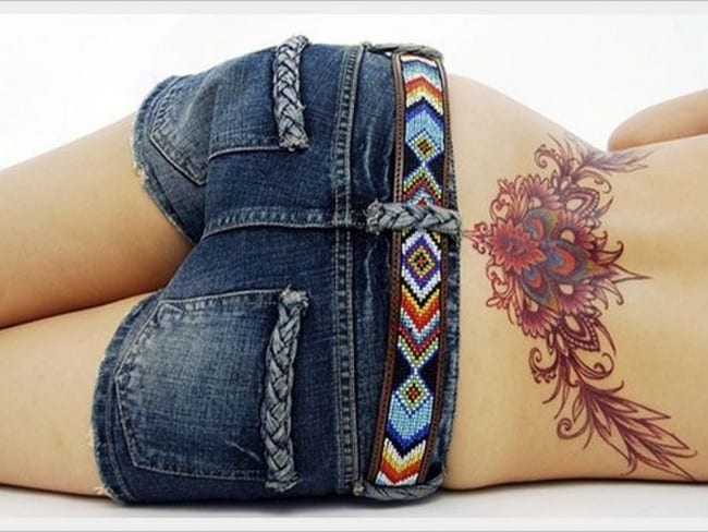 lower back tattoo of flowers