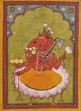 Ganesha Basohli miniature circa 1730 Dubost p73.jpg