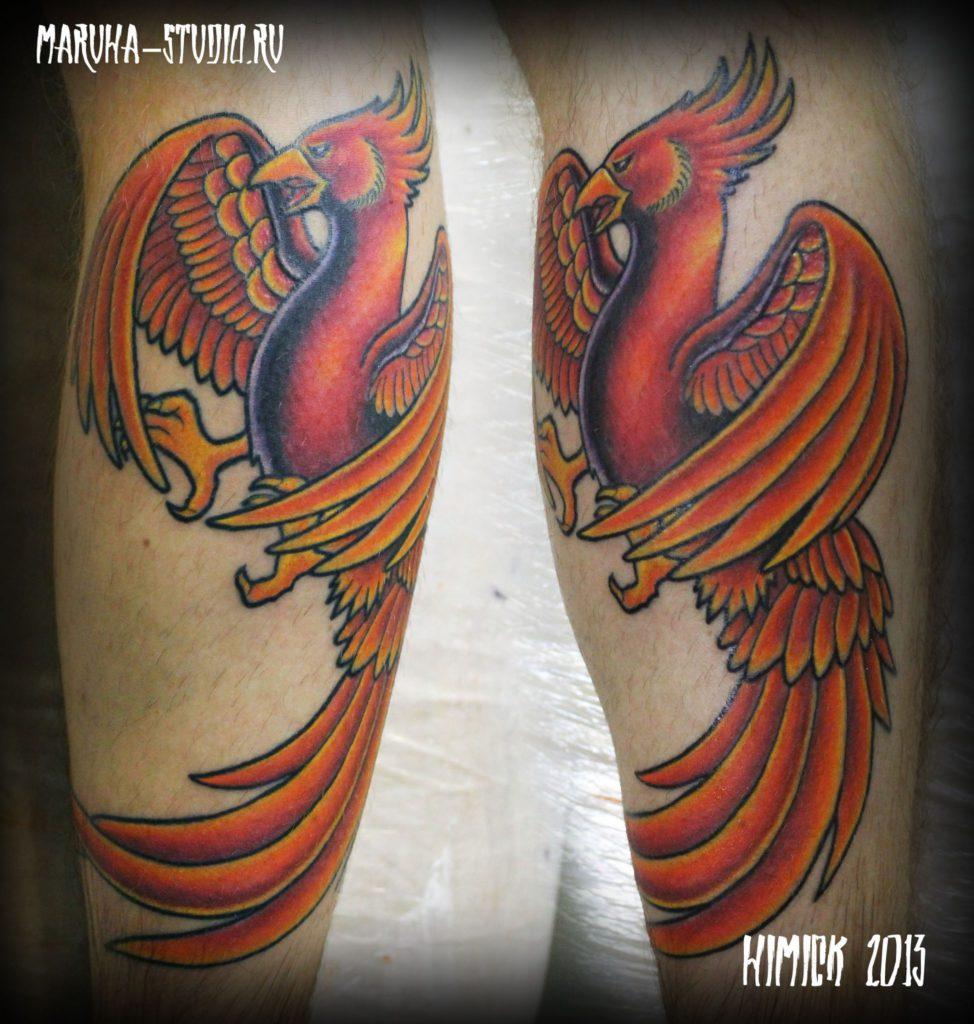 Художественная татуировка «птица феникс»