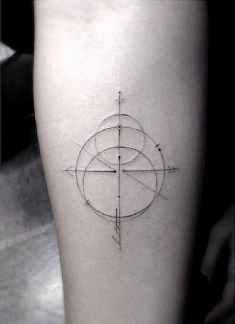 Simple Minimalist Compass Tattoo